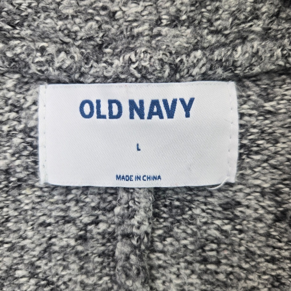 Old Navy Cardigan Sweater Open Front Longline Large Grey Marled Knit Cozy Relax - Picture 2 of 11